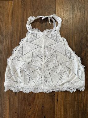 Intimately Free People Women’s Moonstruck Lace Halter  Top White Size M